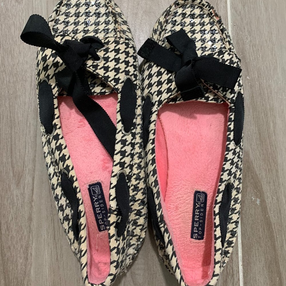 Sperry Sequin Houndstooth Top-Siders 10M